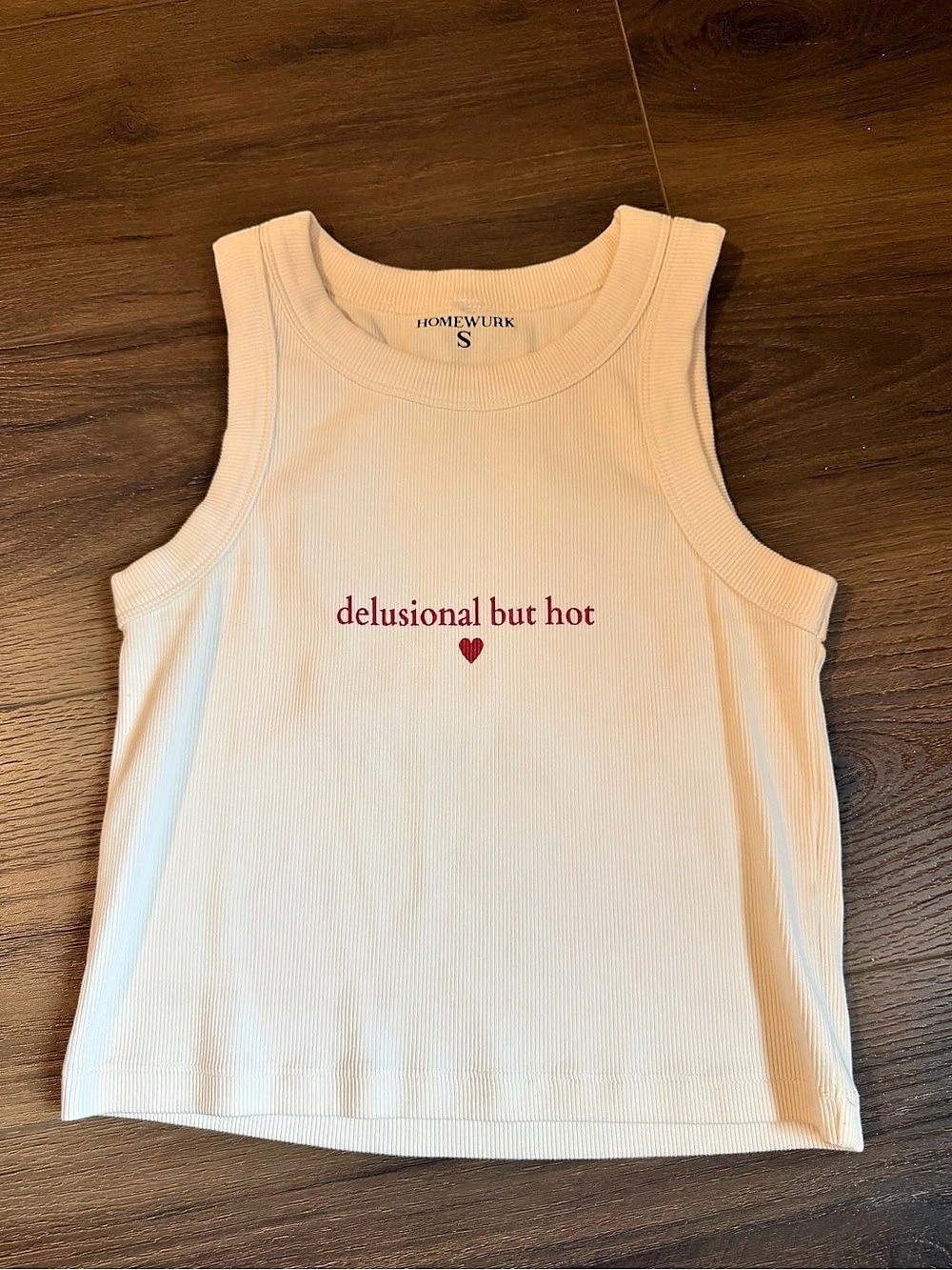 Delusional But Hot Ribbed Tank Top in Cream
